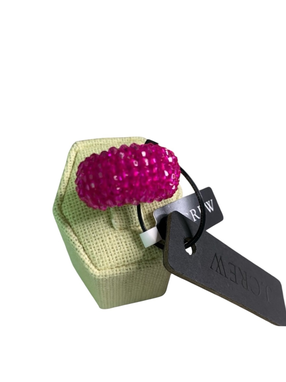 J. Crew Vibrant Pink Woven Beaded  Statement Ring size 5